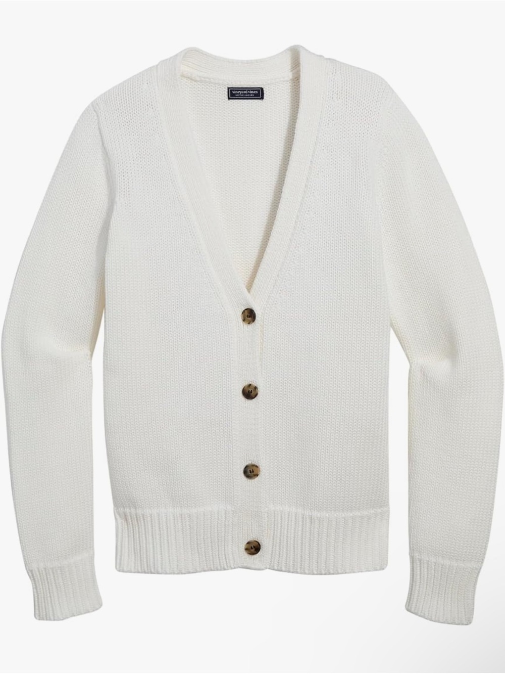 Vineyard Vines Women's Cream V-Neck Button Knit Cardigan